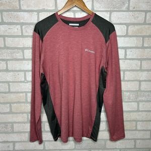 Men's Red and Gray Columbia Long Sleeve Workout Shirt